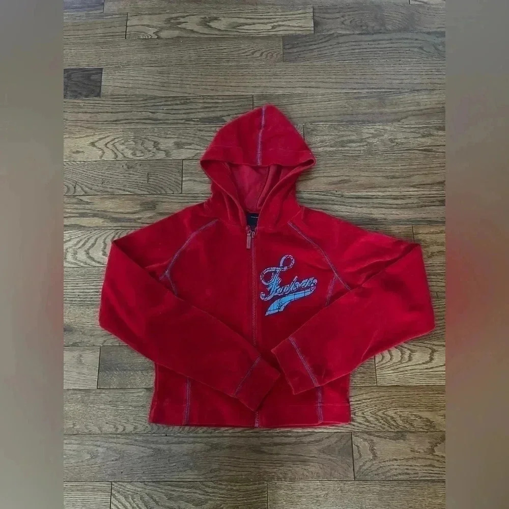 Y2K FUBU Velvet Zip Up Jacket  Sz S